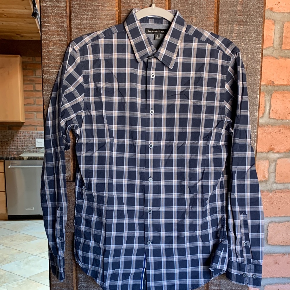Banana Republic mens button up shirt size small navy preppy business casual - Picture 11 of 11